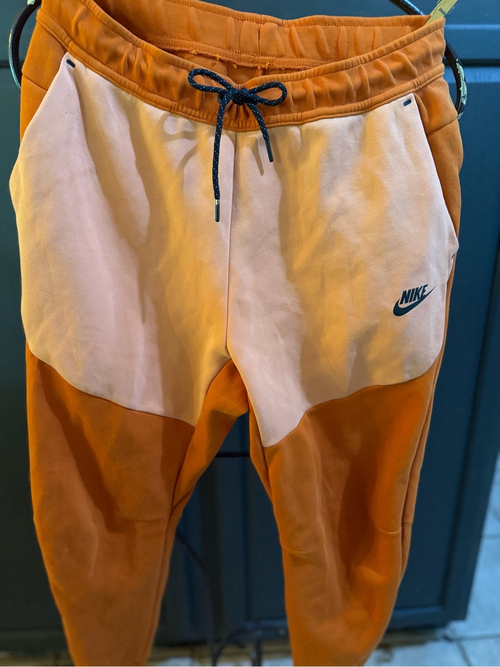 Nike Orange and Cream Colorblock Joggers